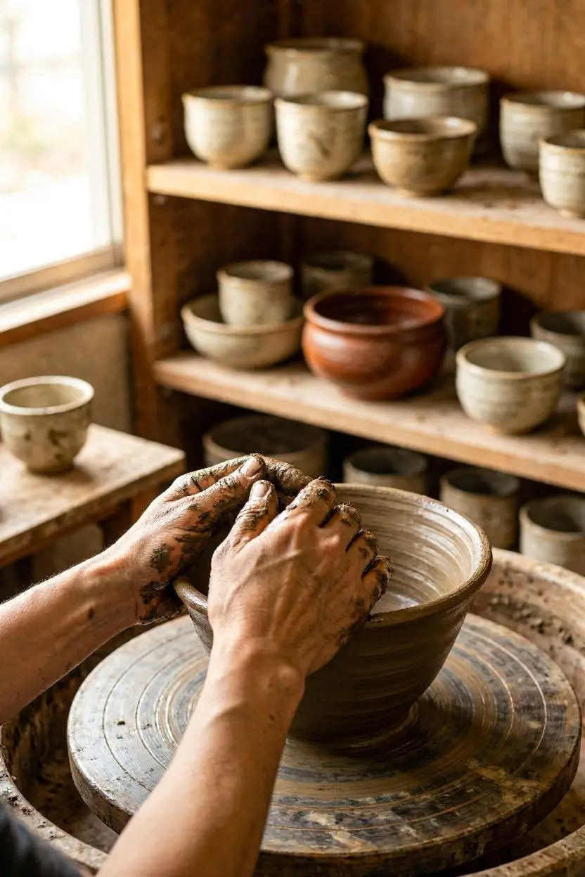 Learning pottery from a local master