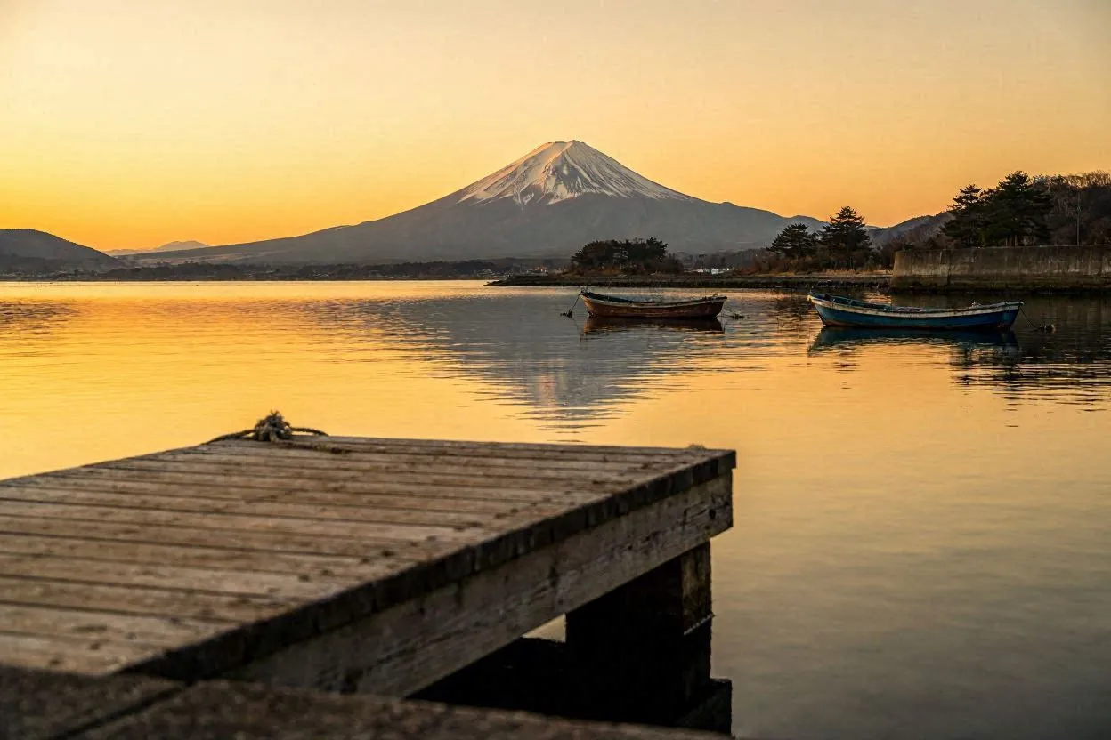 Mount Fuji at sunset from Izu coast