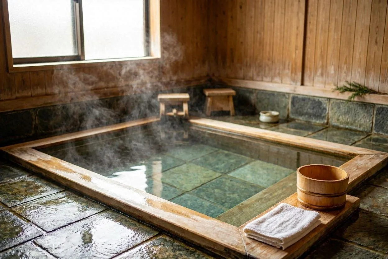 Traditional onsen etiquette and bathing ritual