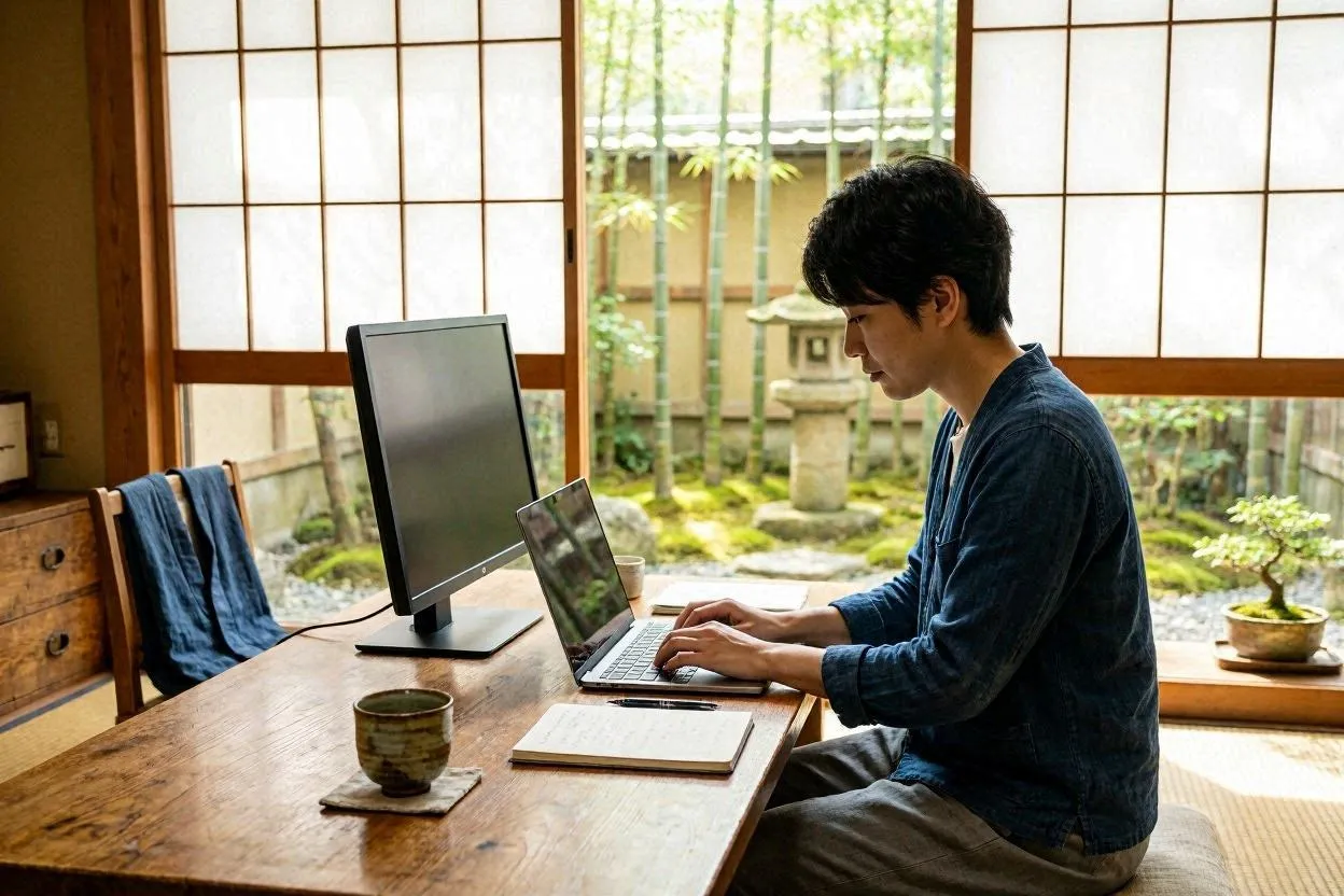 Coworking space inside Japanese ryokan