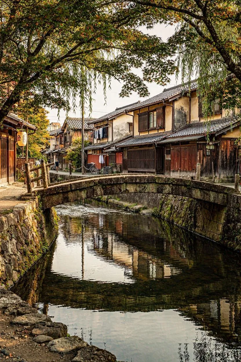 Ureshino River with stone bridges