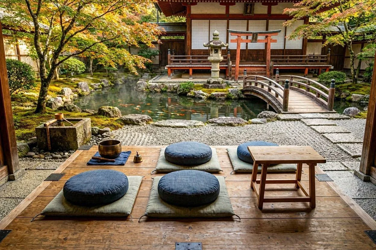 Early morning at a rural Japanese temple