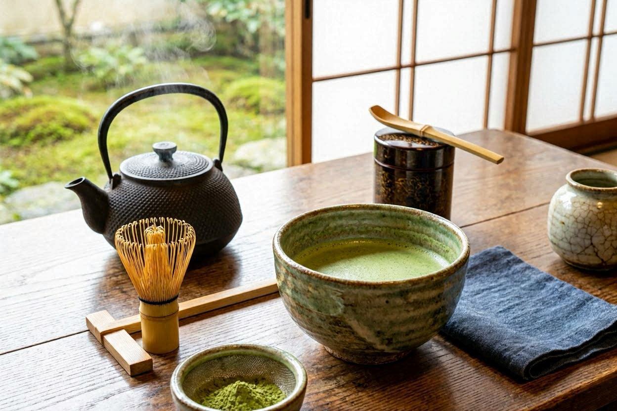 Tea room interior with tatami floor and tokonoma alcove