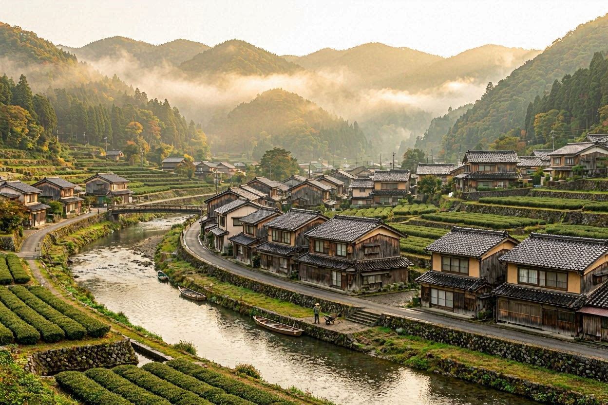 Aerial view of Ureshino town